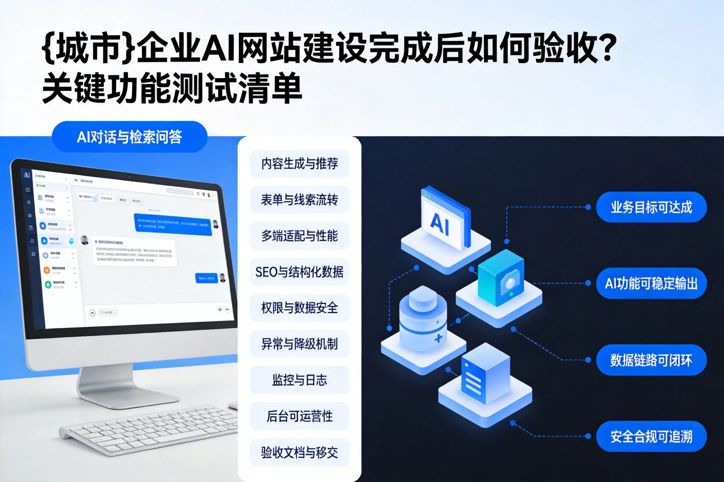 荆门企业AI网站建设完成后如何验收？关键功能测试清单