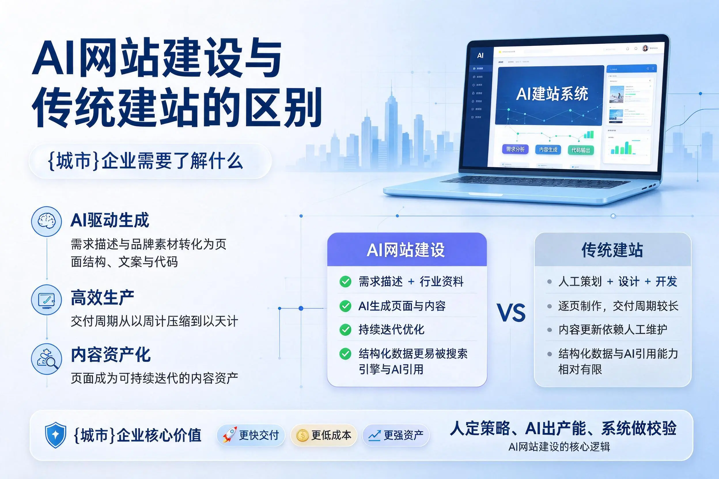 AI网站建设与传统建站的区别，荆门企业需要了解什么