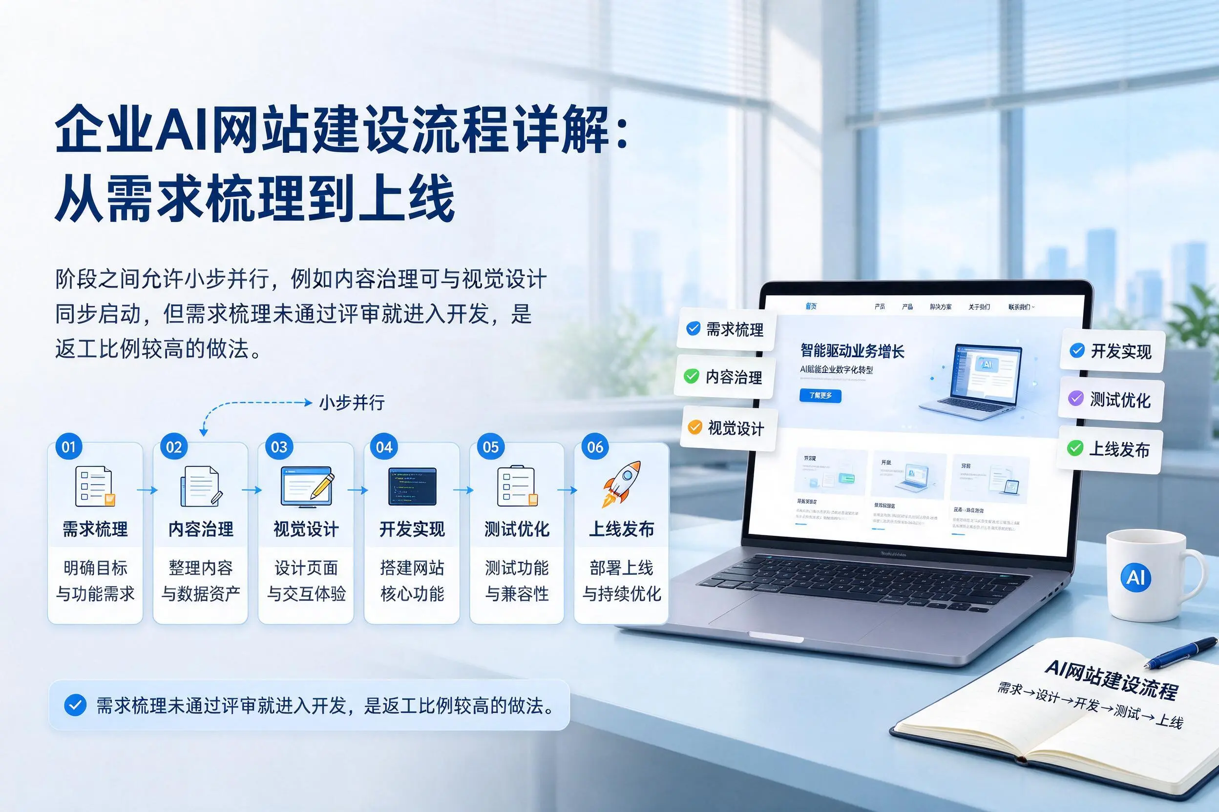 荆门企业AI网站建设流程详解:从需求梳理到上线