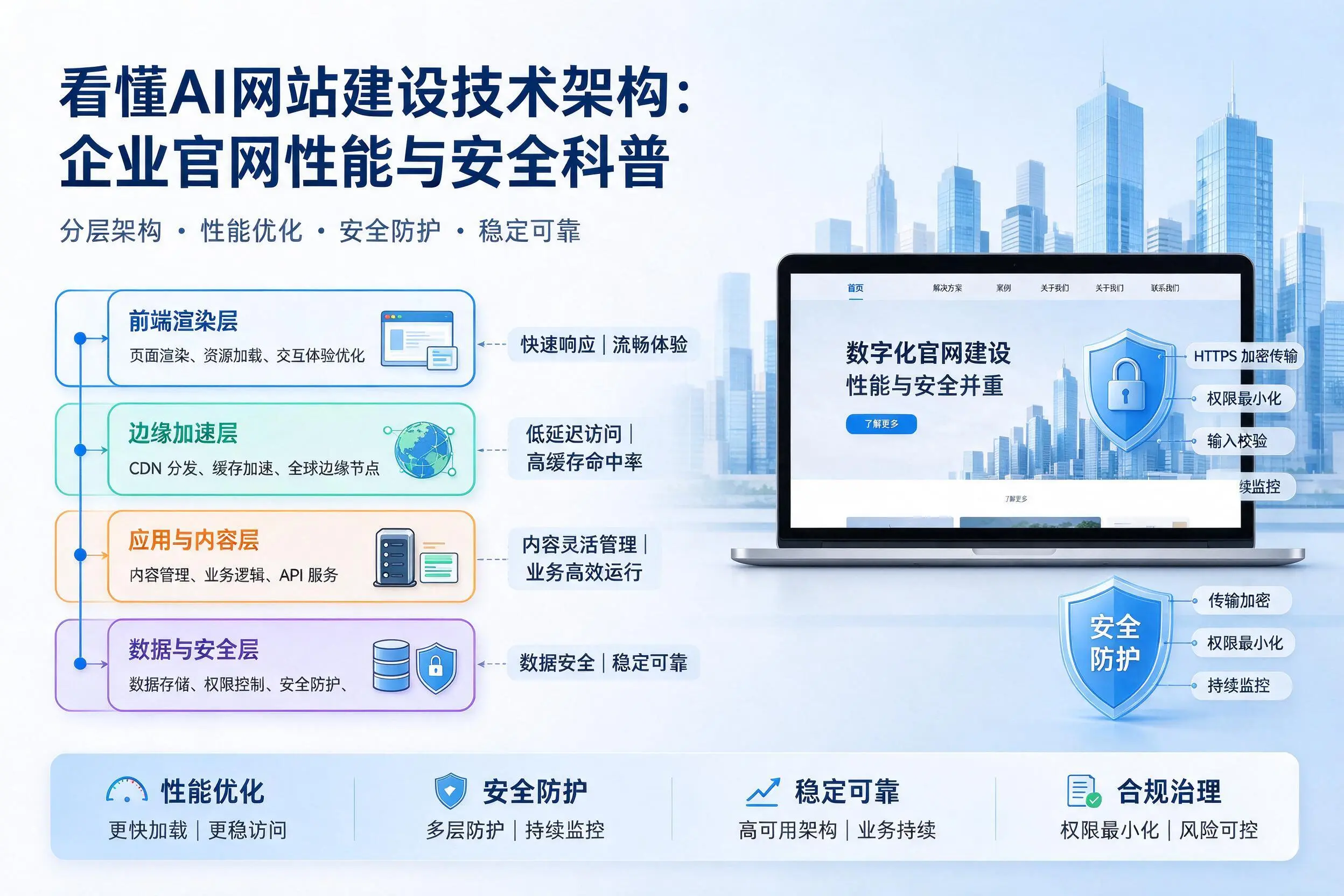 看懂AI网站建设技术架构：荆门企业官网性能与安全科普