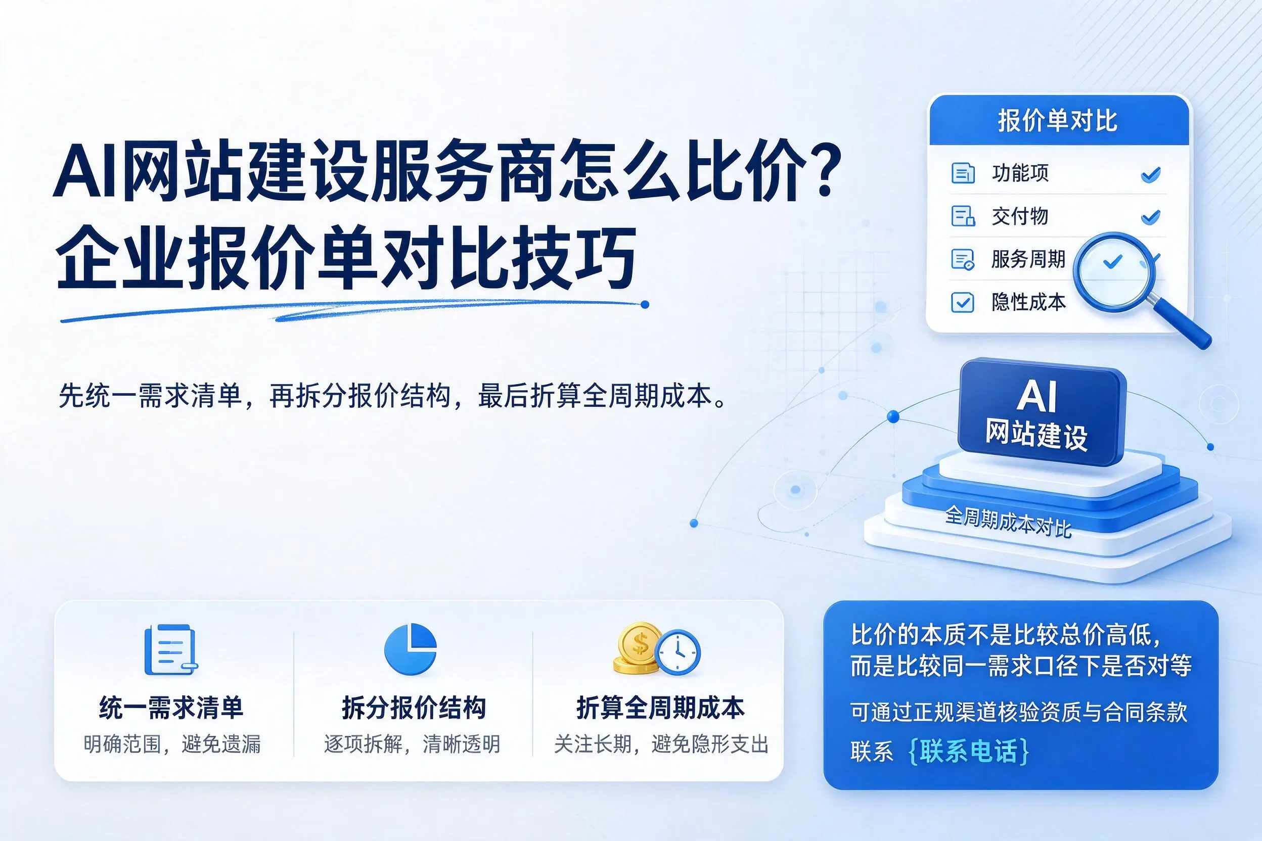 AI网站建设服务商怎么比价?荆门企业报价单对比技巧