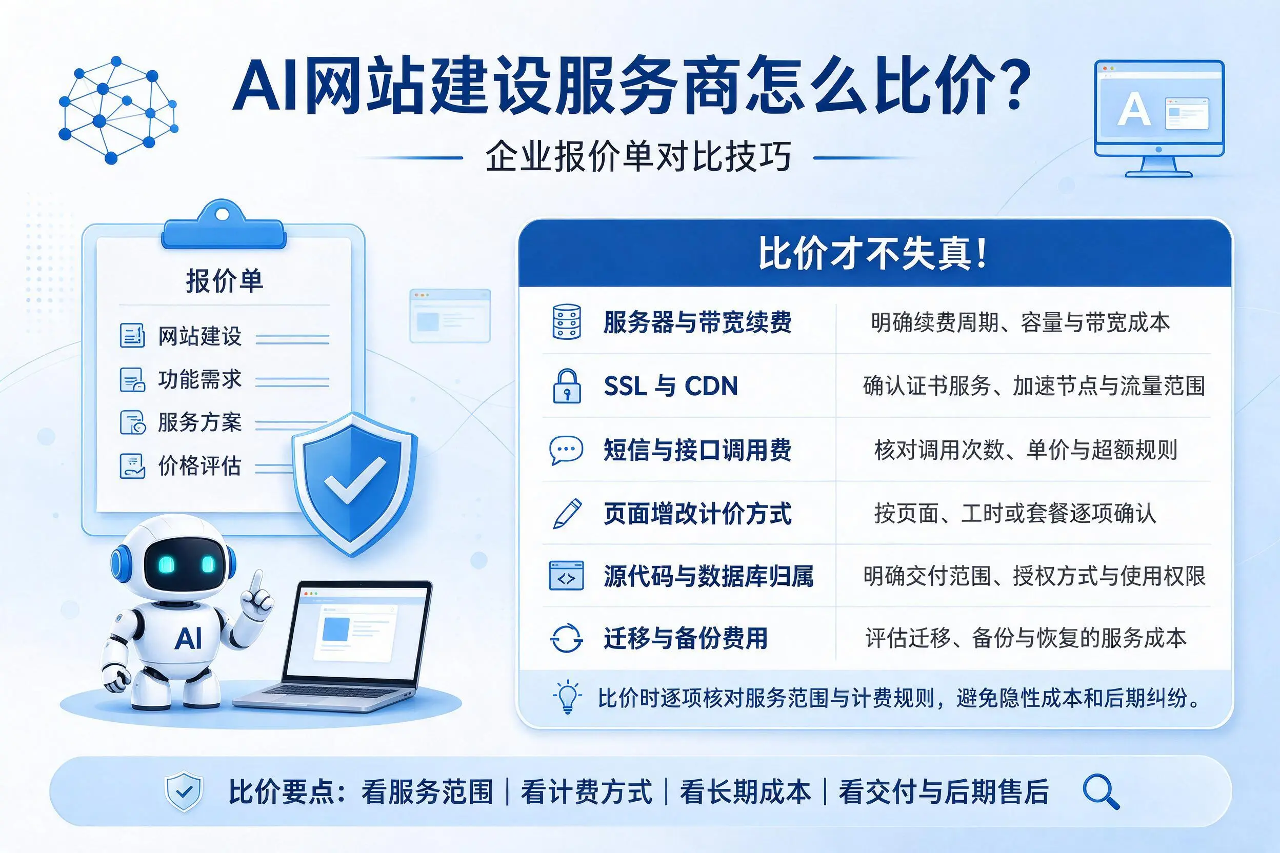 AI网站建设服务商怎么比价?荆门企业报价单对比技巧