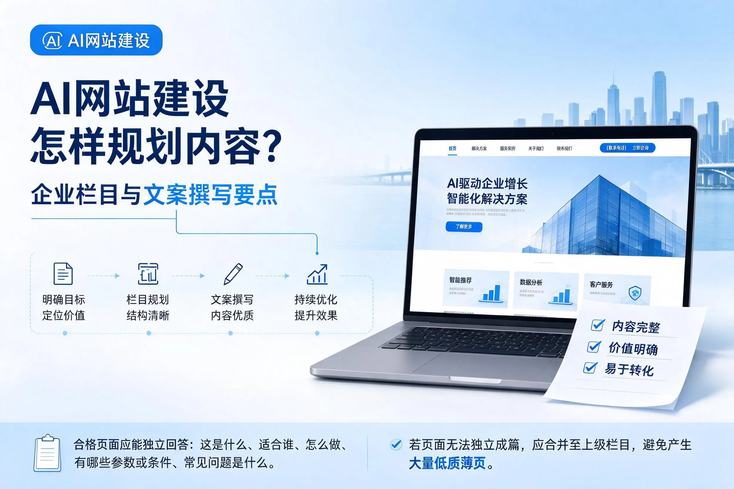 AI网站建设怎样规划内容？荆门企业栏目与文案撰写要点